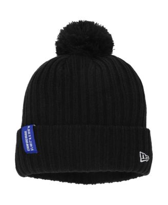 Men's Black Chelsea Coordinates Cuffed Knit Hat with Pom