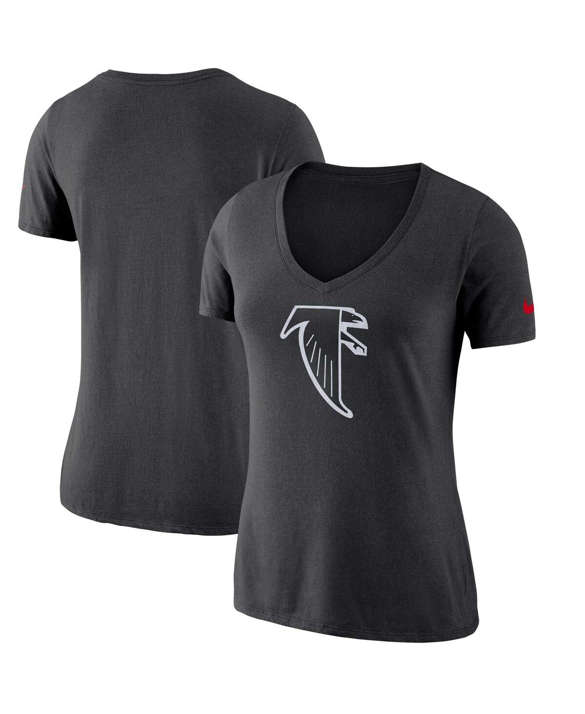Women's Nike Black Atlanta Falcons Historic Logo 2.0 Tri-Blend Mid V-Neck T-shirt