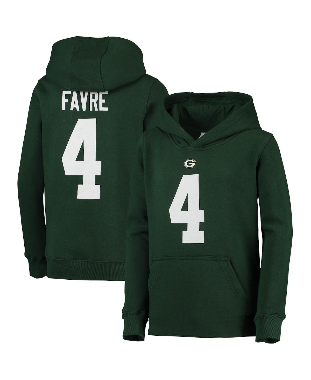 Mitchell & Ness Kids' Big Boys  Brett Favre Green Green Bay Packers Retired Player Name And Number Pullover