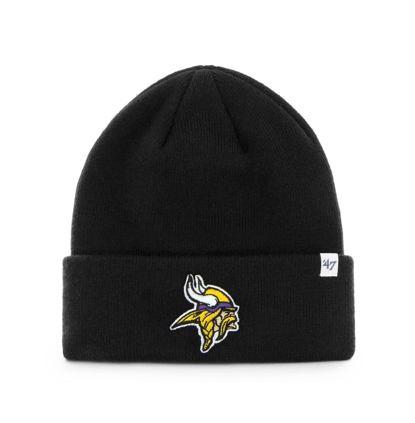 Мужская шапка '47 Brand Black Minnesota Vikings Secondary Basic Cuffed Knit Hat — фото 1