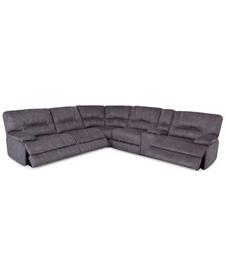CLOSEOUT! Liam 6-pc Fabric Sectional Sofa with Console and 3 Power Recliners, Created for Macy&#39;s ...