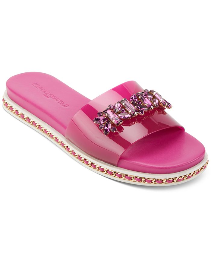 Karl Lagerfeld Paris Women's Bijou Embellished Slide Sandals Macy's