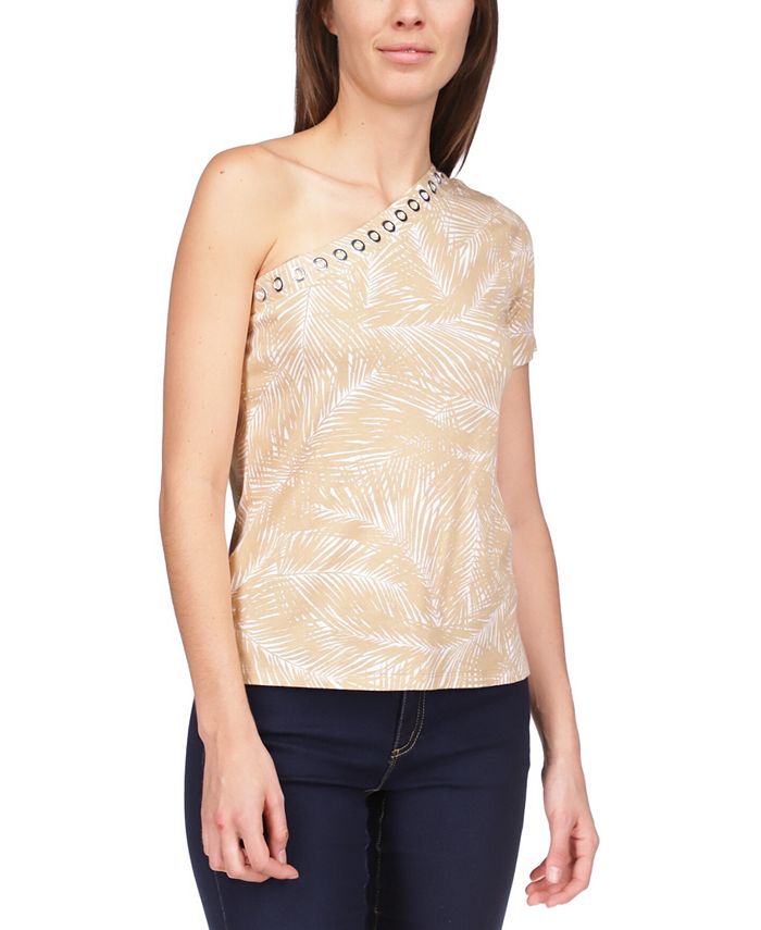Michael Kors Embellished One Shoulder Top Macy s