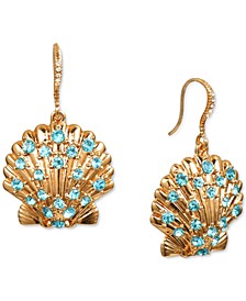 Gold-Tone Crystal Seashell Drop Earrings, Created for Macy's