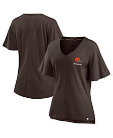 Women's Branded Brown Cleveland Browns Southpaw Flutter V-Neck T-shirt