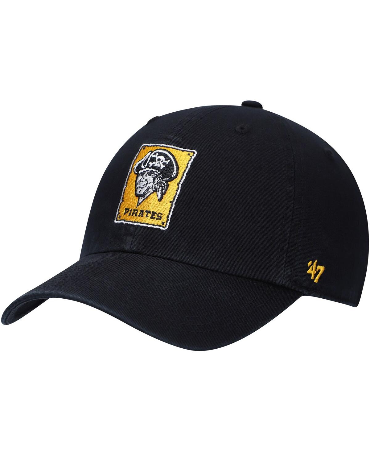 Men's '47Pittsburgh Pirates Logo Cooperstown Collection Clean Up Adjustable Hat - Black