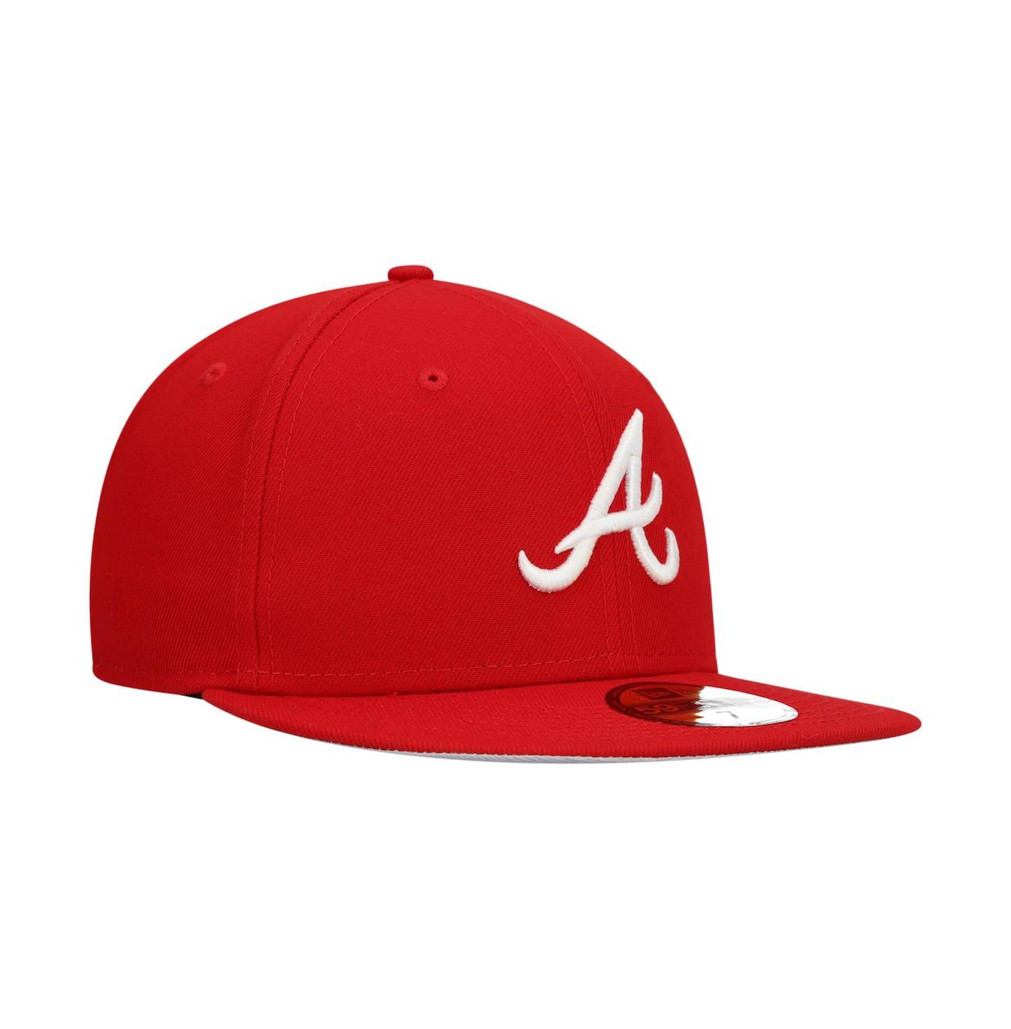 Мужская бейсболка New Era Atlanta Braves Logo White 59FIFTY Fitted, Red — фото 4
