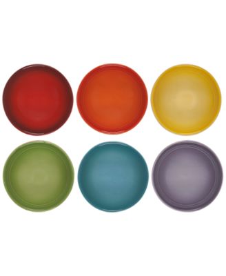 Set of Six Stoneware Multi Color Pinch Bowls