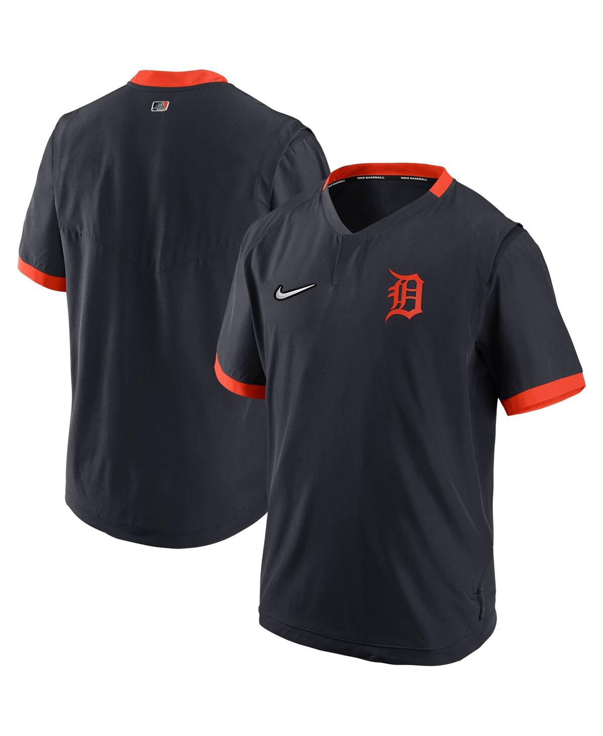 Men's Nike Navy, Orange Detroit Tigers Authentic Collection Short Sleeve Hot Pullover Jacket