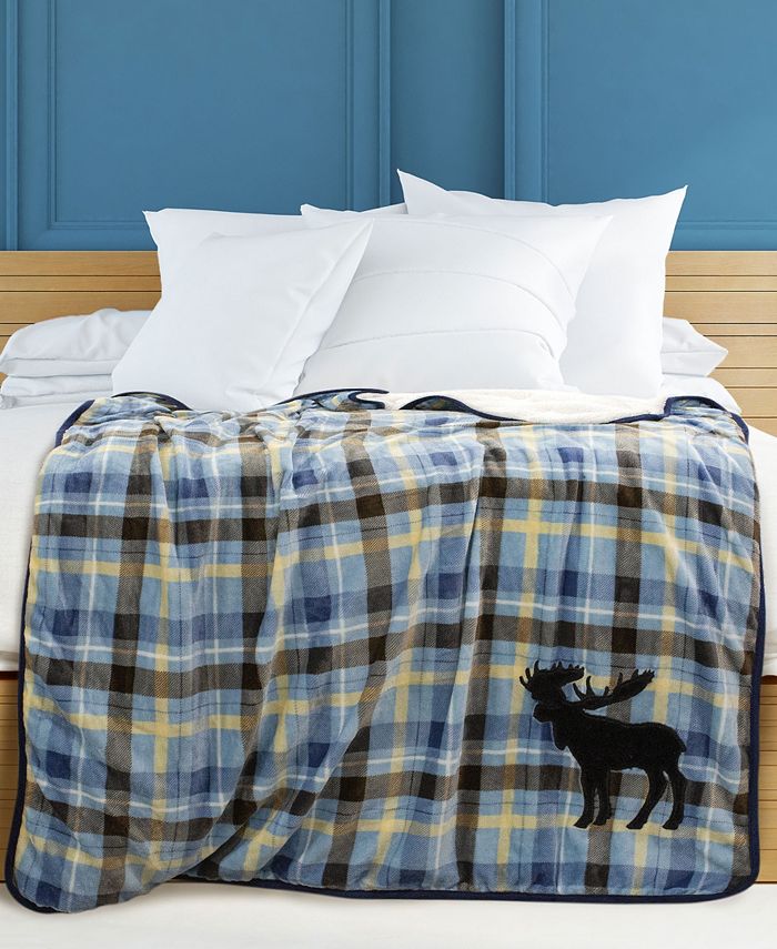 réjuve Reversible Velvet Sherpa Bed Buffalo Plaid 15lb Weighted Throw