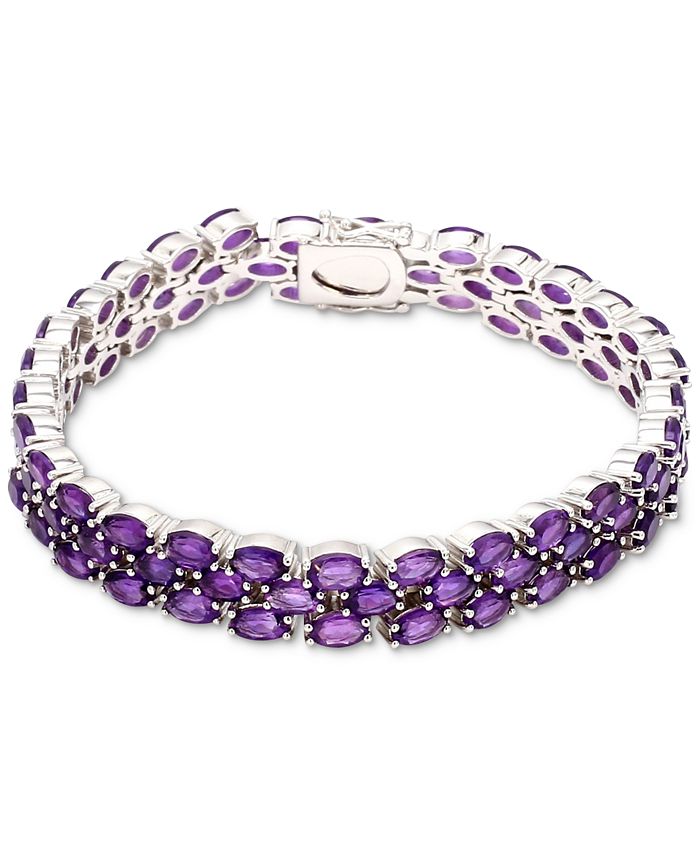 Macy s Amethyst Triple Row Link Bracelet 17 3 8 ct. t.w. in