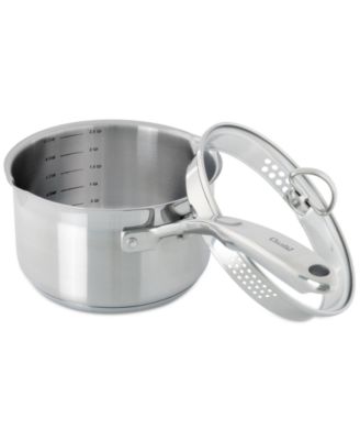 Chantal - Induction 21 Steel 2.5-Qt. Saucepan with Pouring Spouts & Strainer Glass Lid