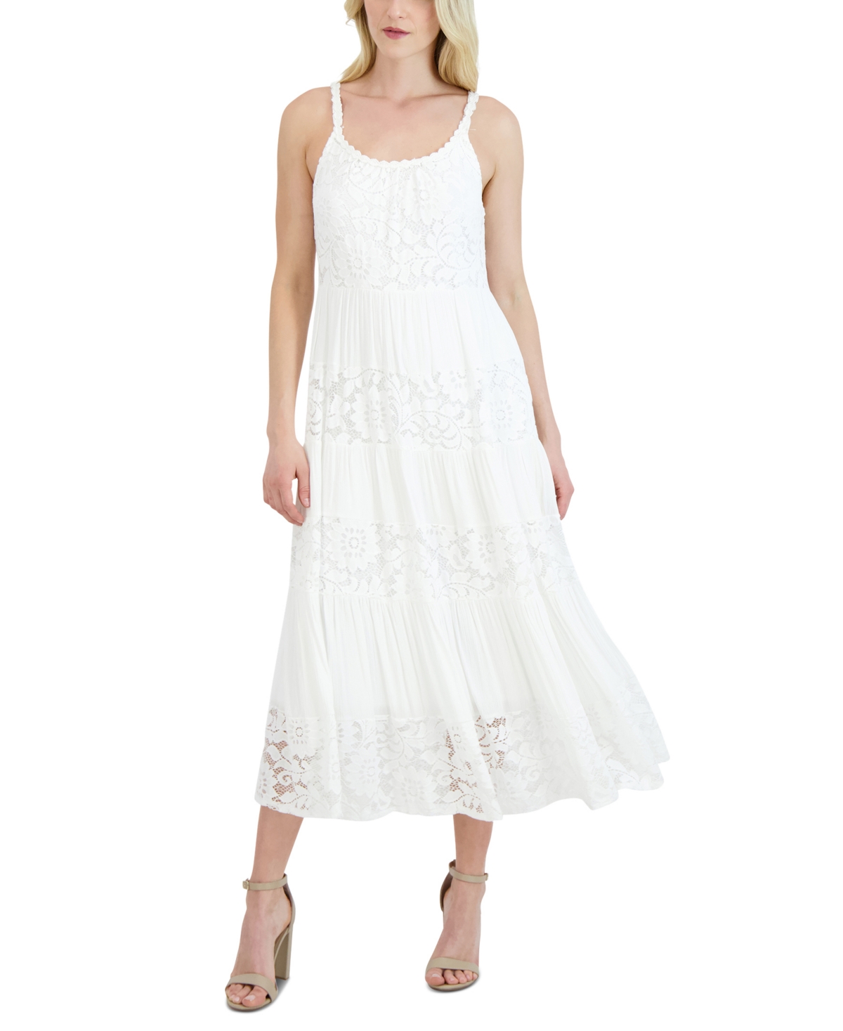 Women's Scoop-Neck Sleeveless Midi Dress - White