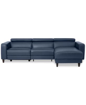 Furniture Silvanah 3-Pc. Leather Sectional with Storage Chaise and 1 Power Recliner, Created for Macy's