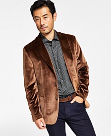 Men's Brown Velvet Slim-Fit Sport Coat