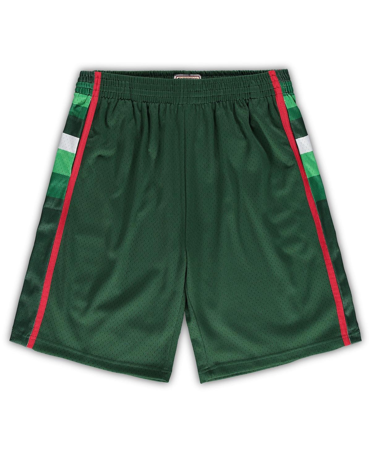 Men's Mitchell Ness Hunter Green Milwaukee Bucks Big Tall Hardwood Classics Team Swingman Shorts - Hunter Green