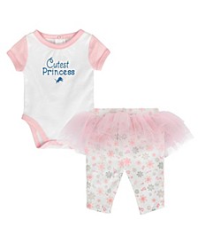 Girls Newborn White and Pink Detroit Lions Lil' Princess Bodysuit and Tutu Leggings Set