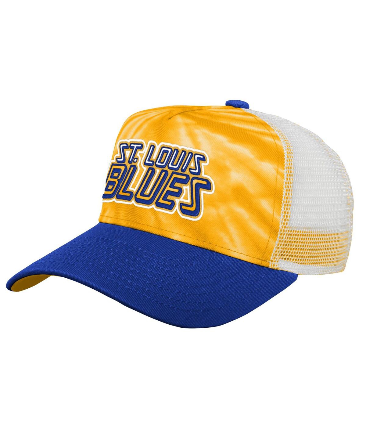 Outerstuff Kids' Big Boys Gold, Blue St. Louis Blues Team Tie-dye Snapback Hat In Gold,blue