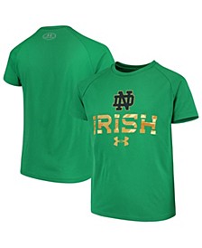 Youth Boys Kelly Green Notre Dame Fighting Irish 2.0 Circling Wordmark Tech T-shirt