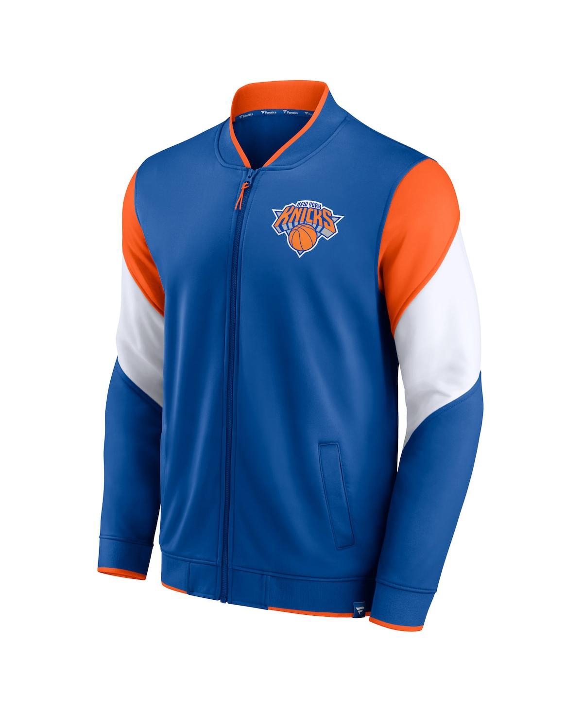 Shop Fanatics Men's  Blue, Orange New York Knicks League Best Performance Full-zip Jacket In Blue,orange