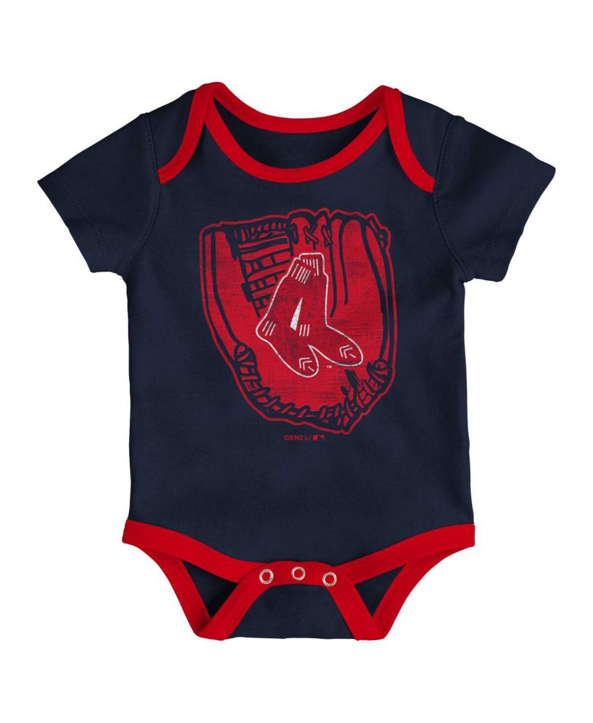 Shop Outerstuff Unisex Infant Navy And Red And Cream Boston Red Sox Future 1 3-pack Bodysuit Set In Navy,red,cream