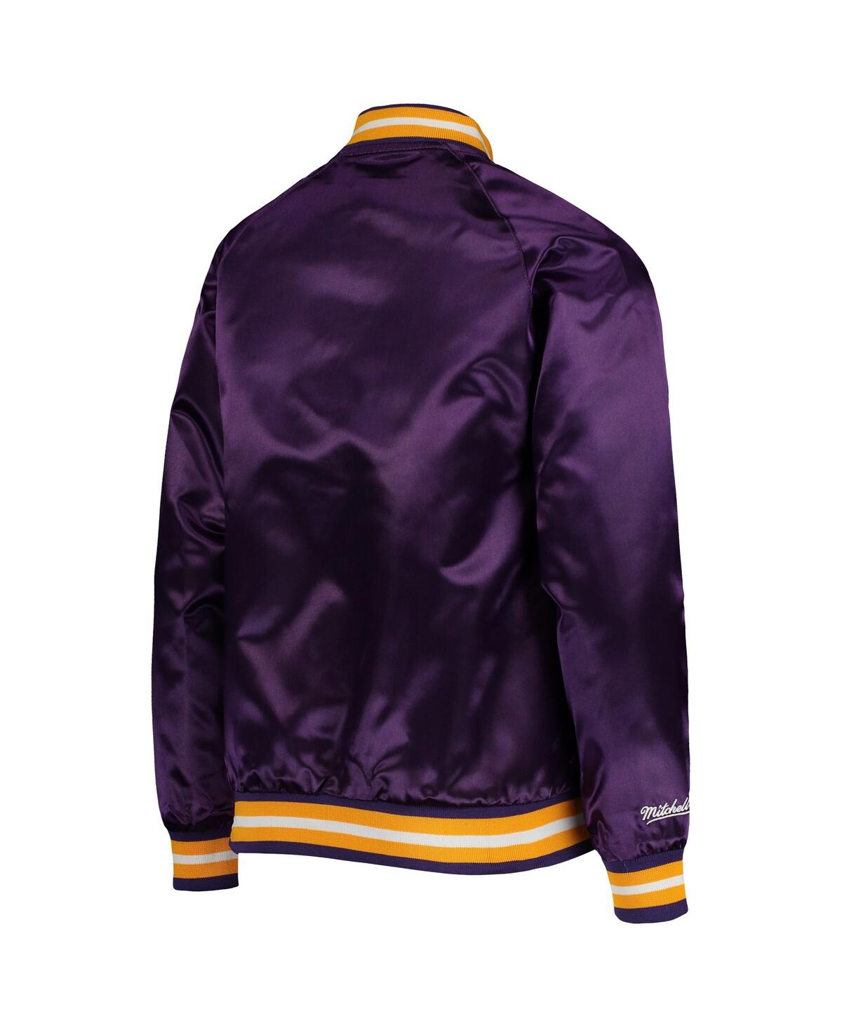 Big Boys Mitchell & NessLos Angeles Lakers Hardwood Classics Satin Raglan Full-Snap Jacket - Purple
