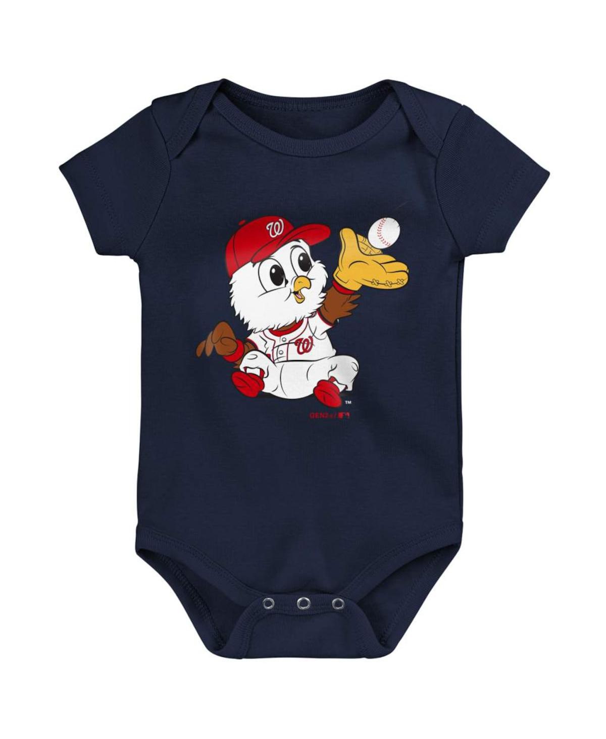 Outerstuff Unisex Infant Red And Navy And Gray Washington Nationals Born To Win 3-pack Bodysuit Set In Red,navy,gray