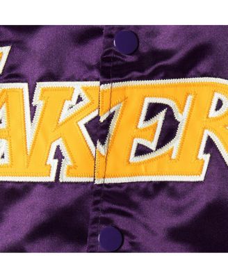 Big Boys Purple Los Angeles Lakers Hardwood Classics Satin Raglan Full-Snap Jacket