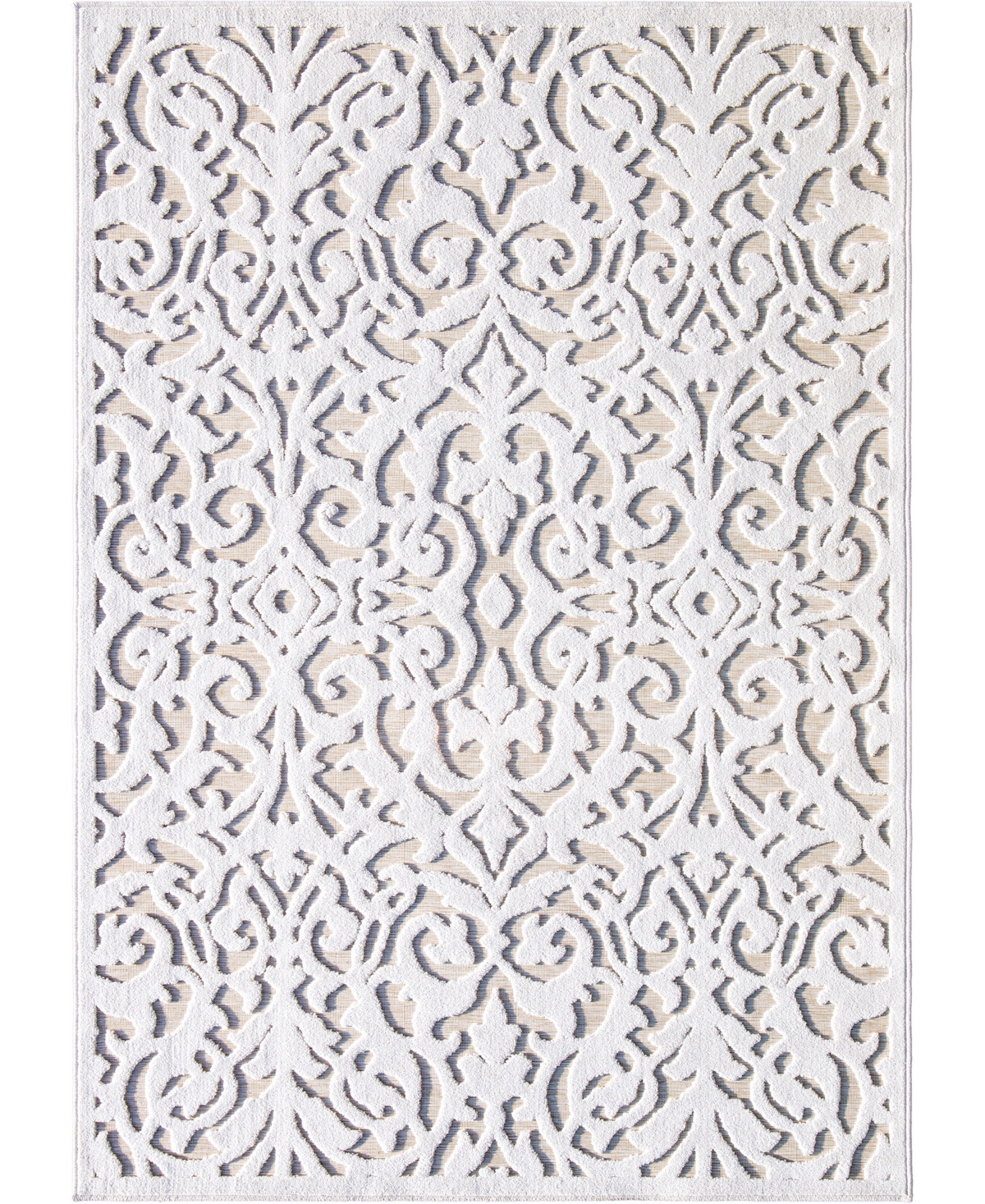 My Texas House Lady Bird Damask 9' x 13' Area Rug - Beige