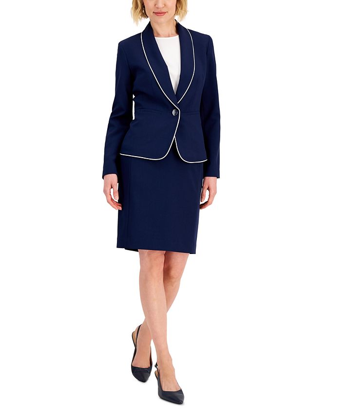 Macy's navy shop blue suit womens