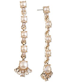 Gold-Tone Crystal & Imitation Pearl Linear Drop Earrings