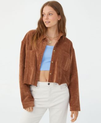 Cropped Cord Shacket Jacket 
