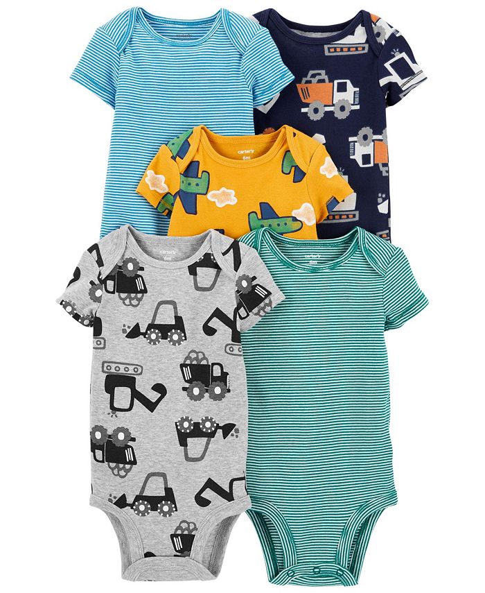 Carter's Baby Boys 5-Pack Short Sleeve Bodysuits - Macy's