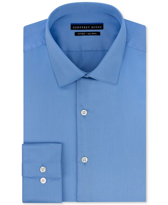 Geoffrey Beene Men's Fitted No-Iron Stretch Sateen Dress Shirt - Macy's