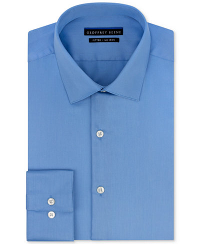 Geoffrey Beene Men's Fitted No-Iron Stretch Sateen Dress Shirt