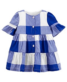 Baby Girls Plaid Gingham Dress with Diaper Cover