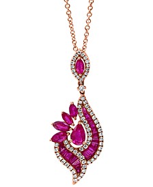 EFFY® Ruby (2-3/8 ct. t.w.) & Diamond (1/3 ct. t.w.) 18" Pendant Necklace in 14k Rose Gold