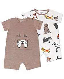 Baby Boys Puppy Print Rompers, Pack of 2