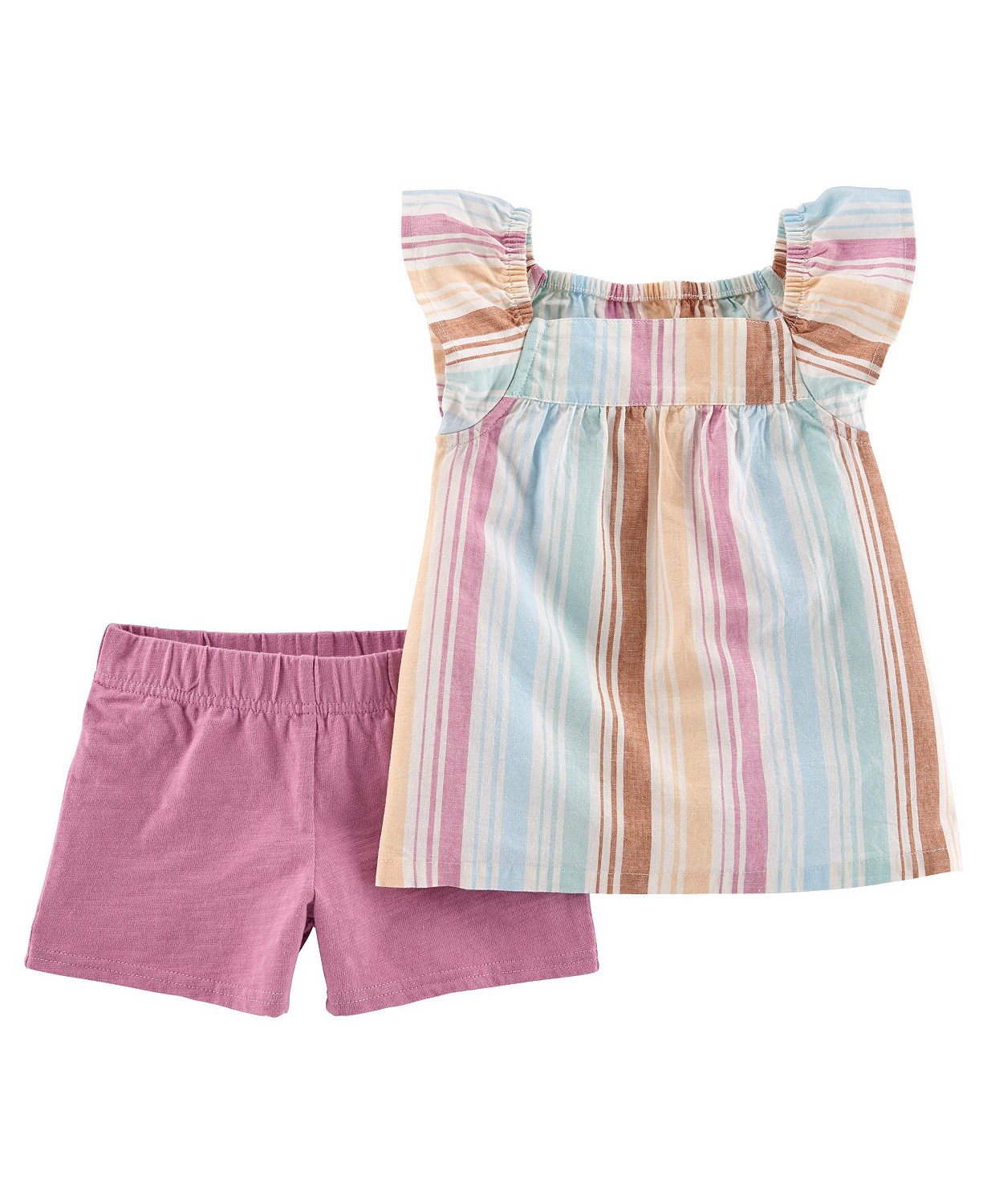 Toddler Girls 2-Piece Striped Top and Shorts Set
