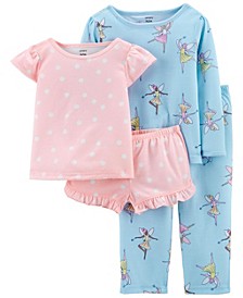 Toddler Girls 4-Piece Fairy Loose Fit T-shirt, Shorts and Pajama Set