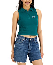 Juniors' Cotton Embroidered Polo Tank Top