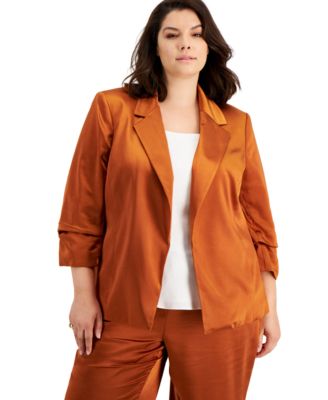 Bar III - Plus Size Washed Satin Jacket