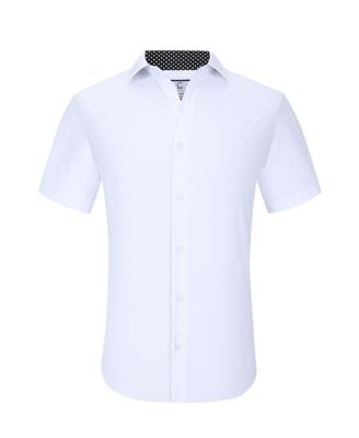Men's Slim Fit Performance Short Sleeves Solid Button Down Shirt