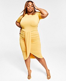 Trendy Plus Size Faux-Wrap Dress, Created for Macy's