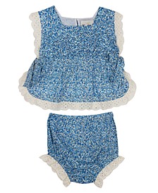 Baby Girls Floral Printed Over Top with Panty, 2 Piece Set