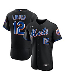 Men's Francisco Lindor Black New York Mets 2022 Alternate Authentic Player Jersey