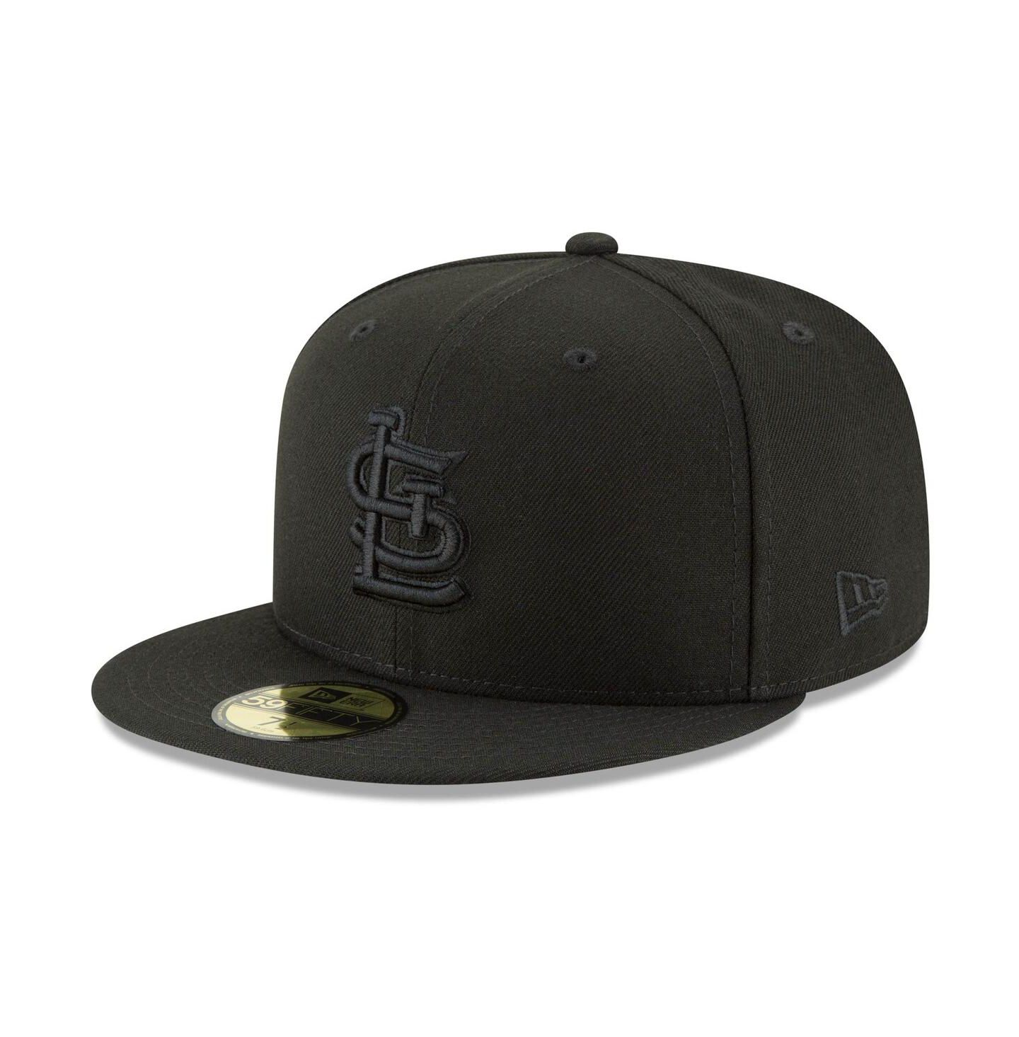Мужская кепка New Era Black St. Louis Cardinals Black on Black 59FIFTY Fitted Hat — фото 2
