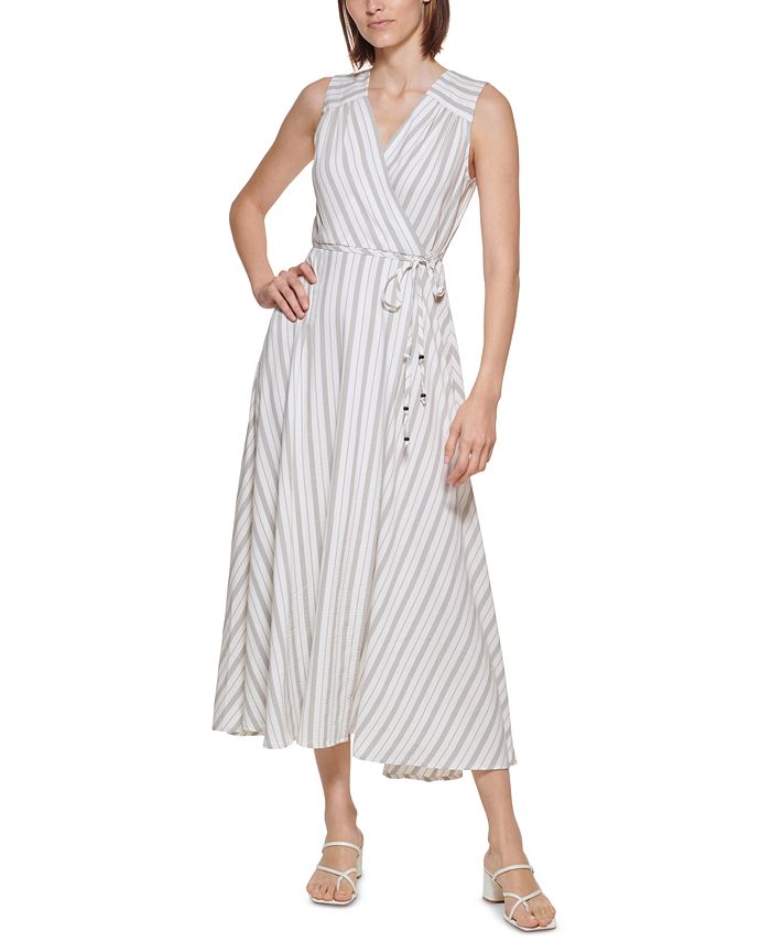 Calvin Klein Striped Maxi Dress & Reviews - Dresses - Women - Macy's