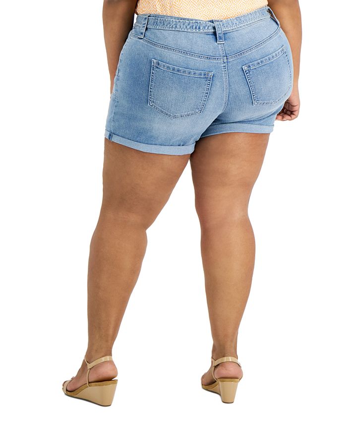 Style & Co Plus Denim Utility Shorts, Created for Macy's Macy's