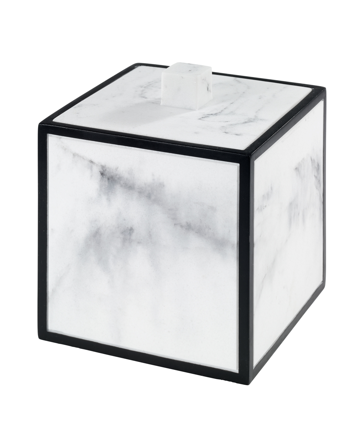 Jasper Framed Marble-look Resin Covered Jar - White, Black